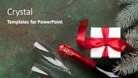  Presentation with fir tree - Amazing PPT theme having christmas-greeting-card-with-fir backdrop and a dark gray colored foreground