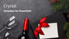  Presentation with christmas card - Colorful presentation design enhanced with christmas-greeting-card-with-fir backdrop and a gray colored foreground