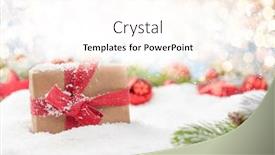  Presentation with blurred bokeh - PPT theme consisting of christmas-greeting-card-with-gift background and a cream colored foreground