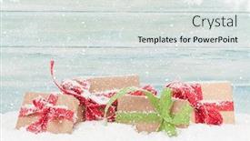  Presentation with christmas card - Presentation design featuring christmas-greeting-card-with-gift background and a light gray colored foreground