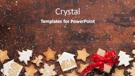  Presentation with cookies christmas - PPT theme with christmas greeting card with gingerbread cookies and xmas gift box on wooden backdrop top view with space for your greetings background and a tawny brown colored foreground