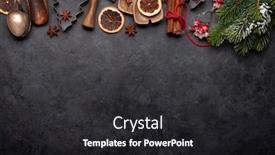  Presentation with christmas card - PPT theme enhanced with christmas-greeting-card-with-kitchen background and a dark gray colored foreground