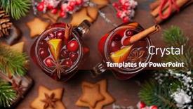  Presentation with mulled wine - Colorful presentation design enhanced with christmas-greeting-card-with-mulled backdrop and a tawny brown colored foreground