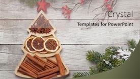  Presentation with christmas card - Presentation design having christmas-greeting-card-with-spices background and a light gray colored foreground