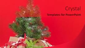  Presentation with fir tree - Amazing presentation theme having christmas-greeting-card backdrop and a red colored foreground