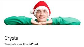  Presentation with hat - Cool new slides with christmas guy with santa hat backdrop and a white colored foreground