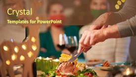  Presentation with served - PPT layouts enhanced with christmas-ham-being-served background and a tawny brown colored foreground