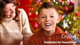  Presentation with family tree - Presentation theme with christmas - happy family mother with son on xmas eve in front of christmas tree background and a tawny brown colored foreground
