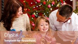  Presentation with parents - Slide deck featuring christmas - happy family parents with daughter with gifts on xmas eve background and a coral colored foreground