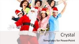  Presentation with cartoon black white people - Slides having christmas happy funny people and santa over white background background and a sky blue colored foreground