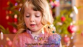  Presentation with girl christmas - Slide deck with christmas - happy little girl with xmas present on christmas eve background and a red colored foreground