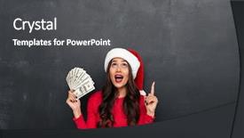  Presentation with christmas black - Theme featuring christmas hat holding money background and a dark gray colored foreground