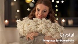  Presentation with happy holiday - Audience pleasing theme consisting of christmas-holiday-and-people-concept backdrop and a coral colored foreground