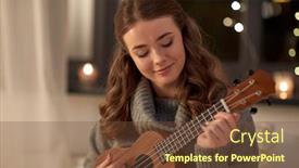  Presentation with ukulele - PPT layouts featuring christmas-holiday-and-people-concept background and a tawny brown colored foreground