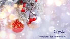  Presentation with silver abstract - Beautiful PPT theme featuring christmas holiday background hanging baubles backdrop and a sky blue colored foreground
