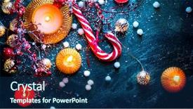  Presentation with christmas food - Audience pleasing PPT theme consisting of christmas holiday background with candy backdrop and a navy blue colored foreground