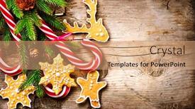  Presentation with christmas holiday gingerbread - Presentation theme having candy cane and evergreens border background and a coral colored foreground