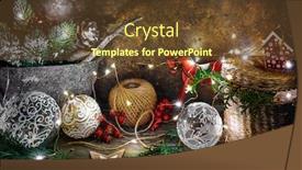  Presentation with fairy tale - Beautiful slide deck featuring christmas holiday decoration with fir snow balls and vintage toys with garland magical fairy-tale rustic composition with festive illumination on grunge and wooden board background backdrop and a tawny brown colored foreground