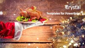  Presentation with christmas food - Slides enhanced with christmas holiday dinner santa claus background and a red colored foreground