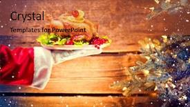  Presentation with christmas food - Beautiful slide deck featuring christmas holiday dinner santa claus backdrop and a red colored foreground