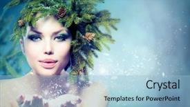  Presentation with christmas girl - Presentation theme consisting of christmas holiday girl blowing background and a light blue colored foreground