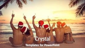  Presentation with tropical christmas - Cool new PPT theme with christmas holiday on tropical vacation backdrop and a tawny brown colored foreground
