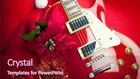  Presentation with music instrument - Cool new slide deck with red electric guitar with christmas backdrop and a wine colored foreground