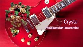  Presentation with christmas red - Beautiful PPT layouts featuring red guitar with christmas ornaments backdrop and a red colored foreground