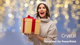  Presentation with blue lights - Audience pleasing presentation theme consisting of festive lights on blue background backdrop and a coral colored foreground