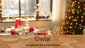  Presentation with christmas dinner - Slide set featuring christmas holidays and eating concept background and a coral colored foreground