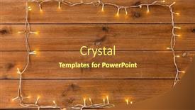  Presentation with christmas holidays - Cool new slide deck with christmas holidays and illumination concept - frame of electric garland lights on wooden background backdrop and a tawny brown colored foreground