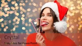  Presentation with candy canes - Beautiful presentation design featuring christmas-holidays-and-people-concept backdrop and a red colored foreground
