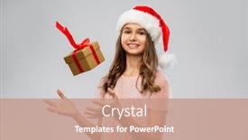  Presentation with christmas girl - PPT theme featuring christmas-holidays-and-people-concept background and a coral colored foreground
