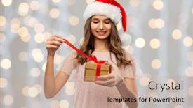  Presentation with christmas girl - Colorful presentation enhanced with christmas-holidays-and-people-concept backdrop and a coral colored foreground