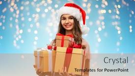  Presentation with blue lights - PPT theme having christmas-holidays-and-people-concept background and a coral colored foreground