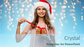  Presentation with blue lights - Slide deck enhanced with christmas-holidays-and-people-concept background and a cool aqua colored foreground