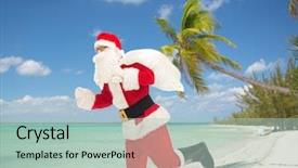  Presentation with tropical christmas - Beautiful theme featuring running with bag over tropical backdrop and a mint green colored foreground