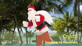  Presentation with beach bag - PPT layouts consisting of running with bag over tropical background and a tawny brown colored foreground