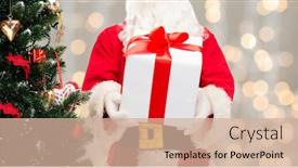  Presentation with christmas holidays - PPT theme having christmas-holidays-and-people-concept background and a soft green colored foreground