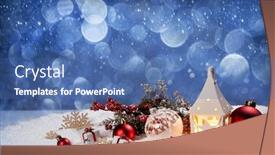  Presentation with glowing lights - Amazing slide deck having christmas holidays card with gifts balls and glowing lantern in snow over blue bokeh lights background backdrop and a ocean colored foreground