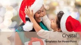  Presentation with joy - PPT theme having christmas holidays celebration family background and a coral colored foreground