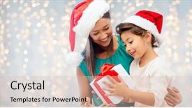  Presentation with red christmas holiday illustration - Beautiful slides featuring christmas holidays celebration family backdrop and a soft green colored foreground