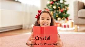  Presentation with red christmas holiday illustration - Theme featuring christmas holidays and childhood concept background and a coral colored foreground