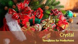  Presentation with christmas holidays - Amazing PPT theme having christmas holidays composition with santa backdrop and a tawny brown colored foreground