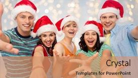  Presentation with christmas holidays - Audience pleasing theme consisting of christmas holidays and friendship concept backdrop and a coral colored foreground
