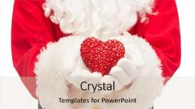  Presentation with christmas holidays - Amazing presentation theme having christmas holidays love charity and people concept - close up of santa claus with heart shape decoration backdrop and a lemonade colored foreground
