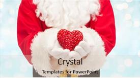  Presentation with blue lights - PPT theme with christmas holidays love charity and people concept - close up of santa claus with heart shape decoration over blue lights background background and a lemonade colored foreground