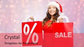  Presentation with red christmas holiday illustration - PPT theme featuring christmas holidays and people concept background and a red colored foreground