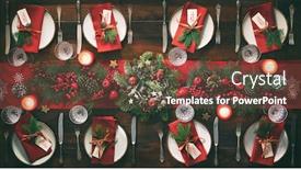 Presentation with tableware - Cool new slide set with christmas-holidays-table-setting-concept backdrop and a tawny brown colored foreground