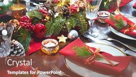  Presentation with christmas holidays - Presentation with christmas-holidays-table-setting-concept background and a tawny brown colored foreground